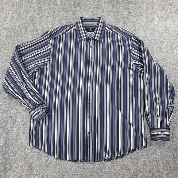 Bugatchi Uomo Shirt Mens XXL Striped Long Sleeve Button Up Modern Fit Pocket - Picture 2 of 14